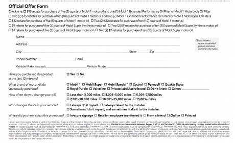 mobil 1 rebate form