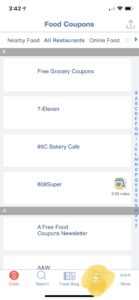 full list of restaurants in our lower icon tab