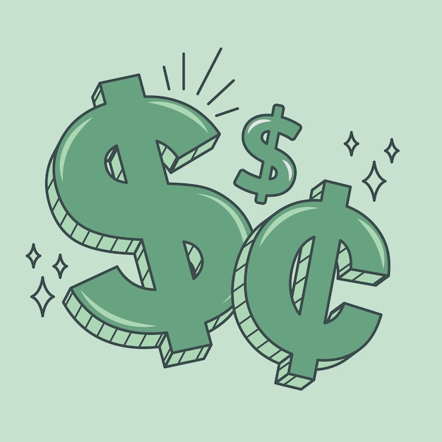 Free Vector | Hand drawn cartoon dollar sign illustration